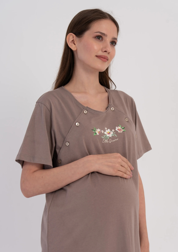 Koszula do Karmienia Vienetta Bloom Maternity, Brązowy, r. M-XXL
