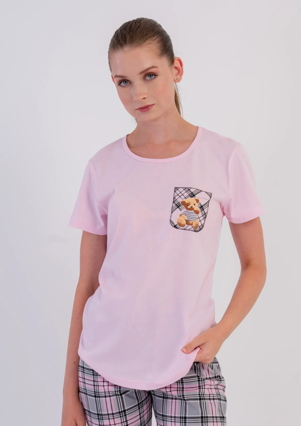 Piżama Damska Vienetta Blush Teddy, Różowy, r. M-XXL