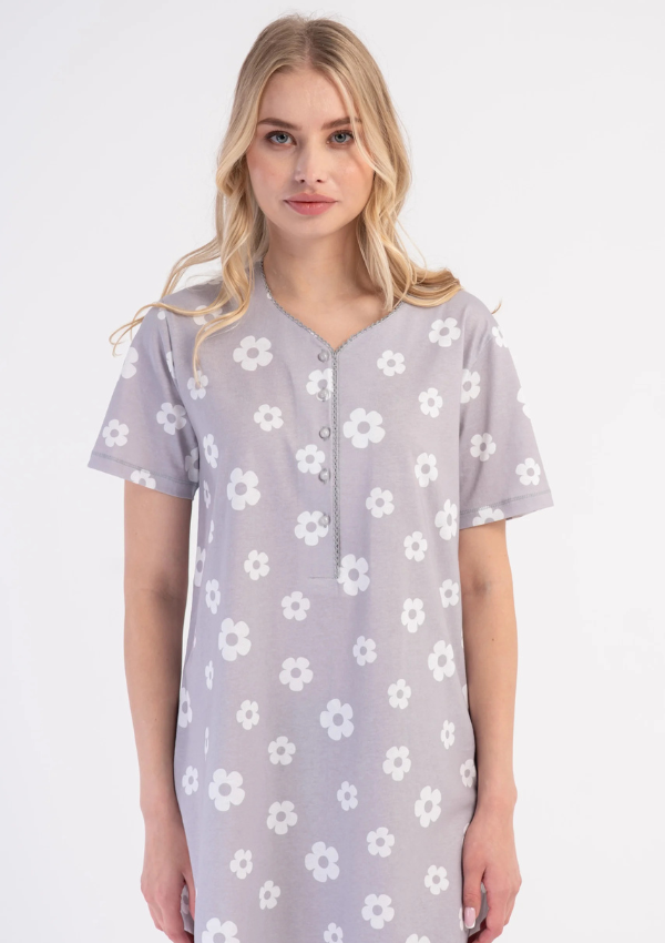 Koszula Nocna Vienetta Silver Daisy, Szary, r. M-XXL