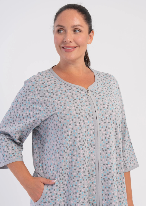 Szlafrok damski Vienetta Grey Mist, Szary, r. 1XL-4XL