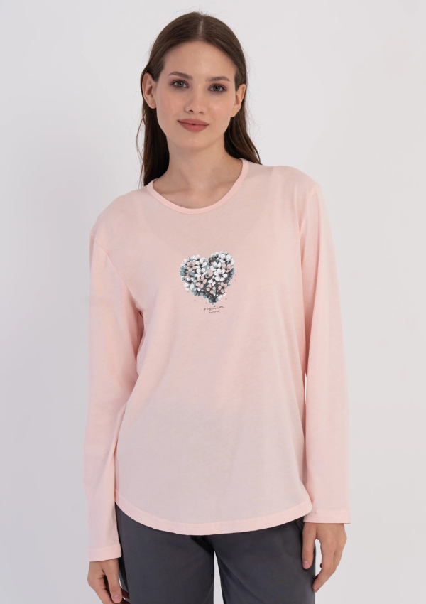 Piżama Damska Vienetta Heart Cozy, Różowy, r. M-XXL