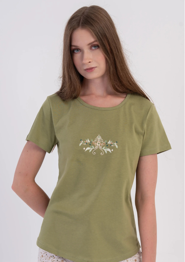 Piżama Damska Vienetta Meadow Bloom, Zielony, r. M-XXL