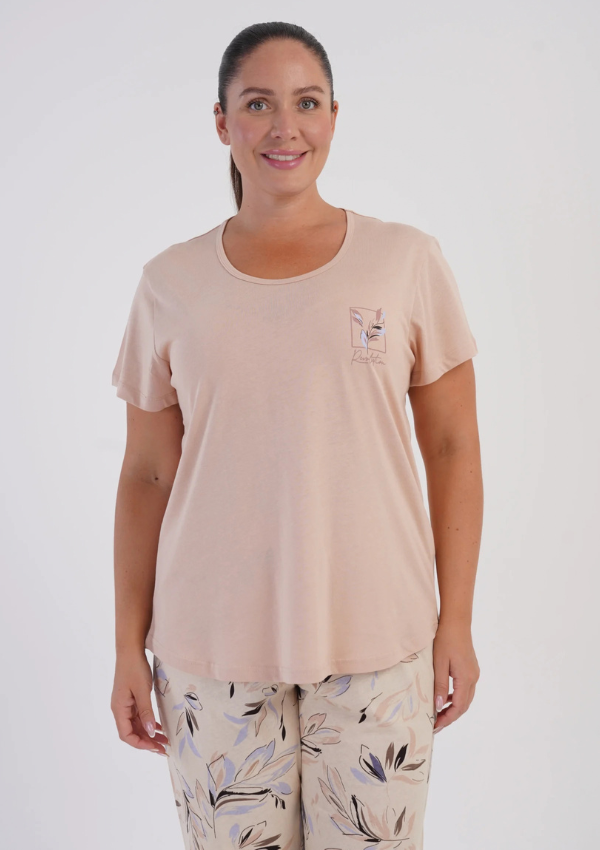 Piżama Damska Vienetta Sand Botanical, Beżowy, r. 1XL-4XL