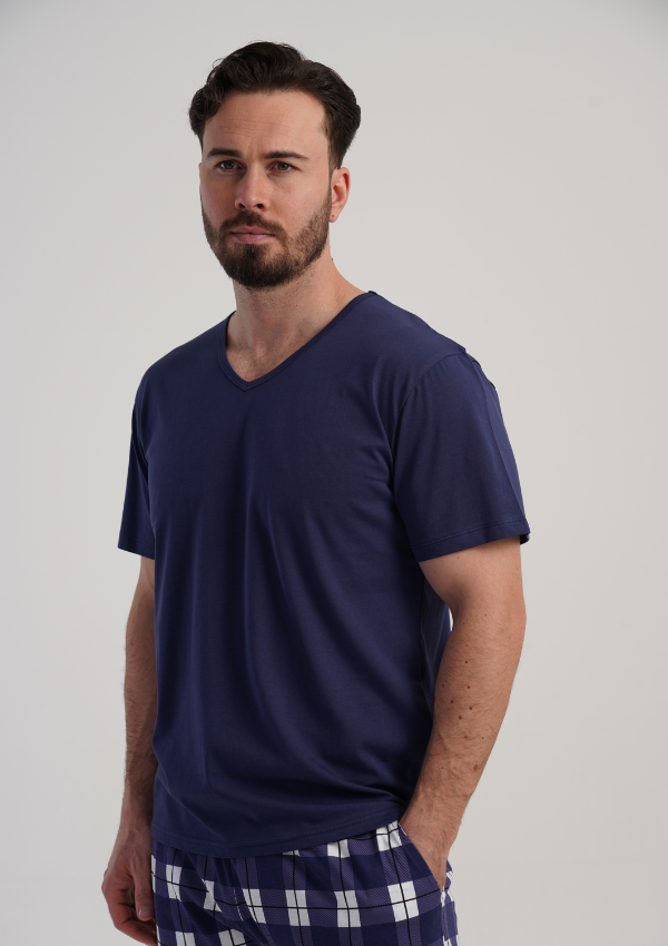 Piżama Męska Vienetta Navy Night, Granatowy, r. M-XXL