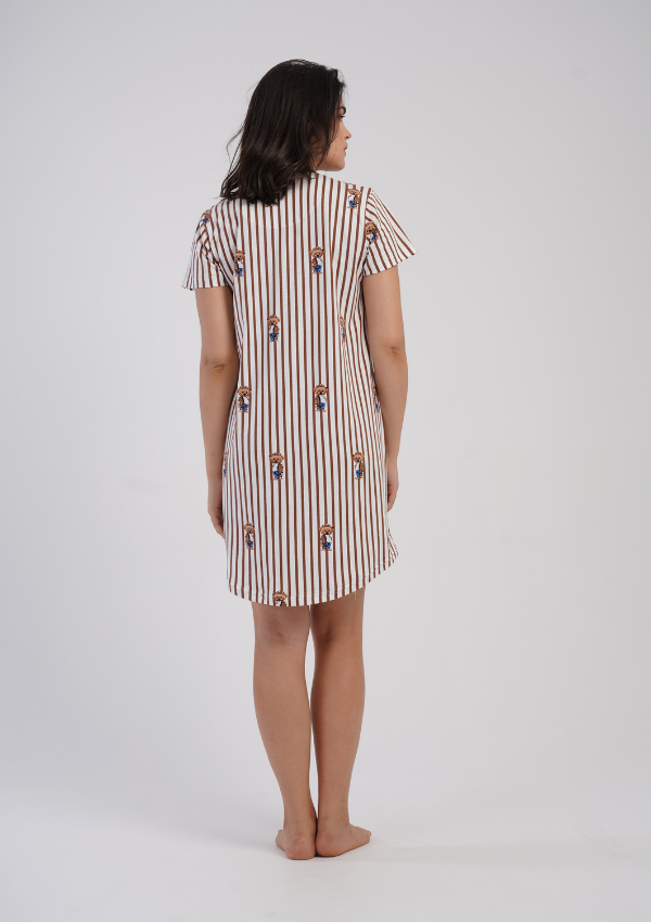 Koszula Nocna Vienetta Stripe Bears, Ecru, r. M-XXL