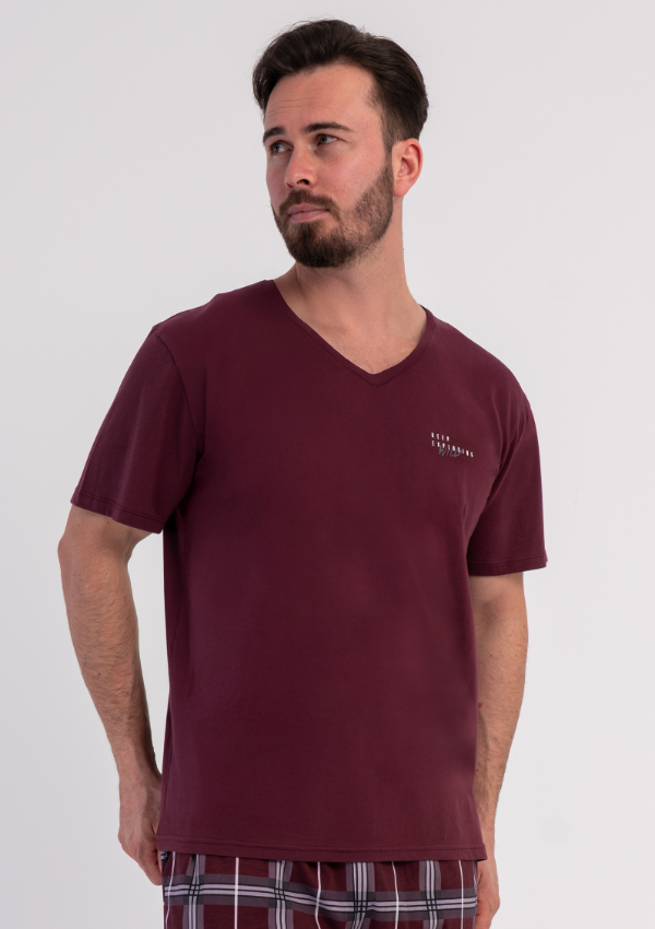Piżama Męska Vienetta claret Home, Bordowy r. 1XL-4XL