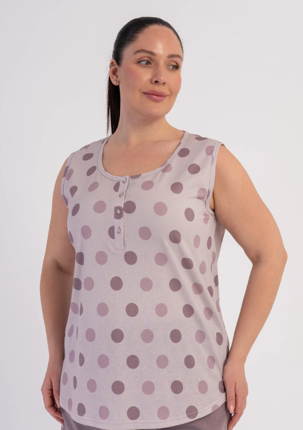 Piżama Damska Vienetta Pastel Polka, Beżowy, 1XL-4XL