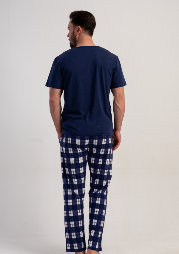 Piżama Męska Vienetta Navy Home, Granatowy r. 1XL-4XL