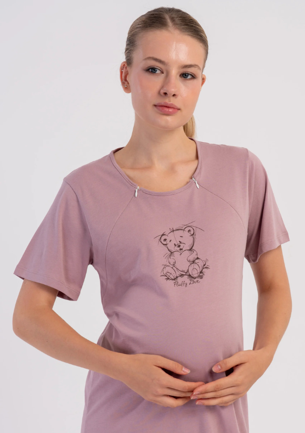 Koszula do Karmienia Vienetta Teddy Maternity, Różowy, r. M-XXL