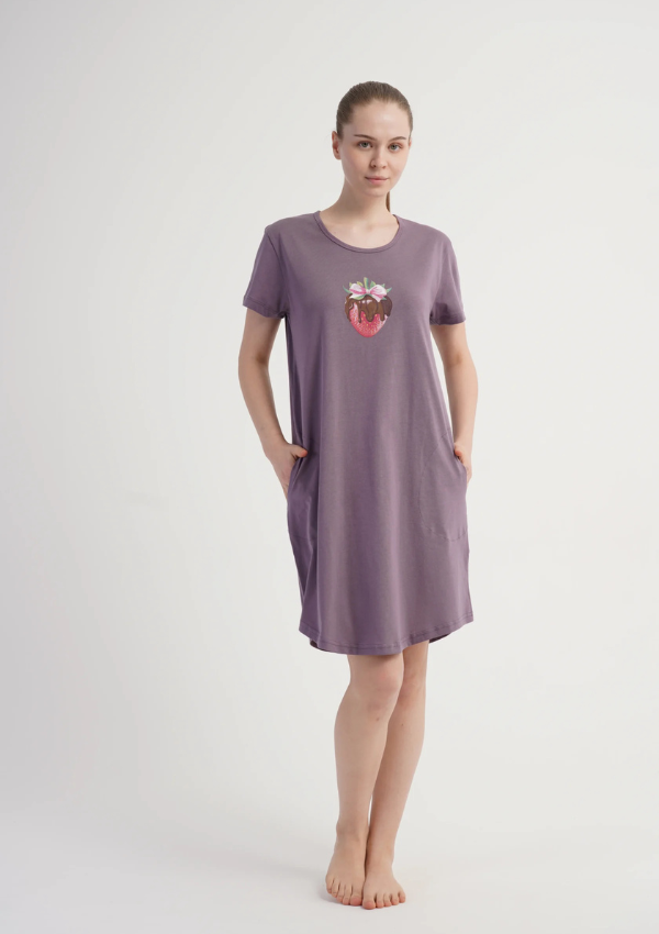 Koszula Nocna Vienetta Lilac Berry, Liliowy, r. M-XXL