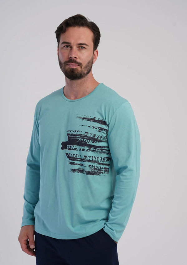 Piżama Męska Vienetta Navy Urban, Turkusowy r. M-XXL