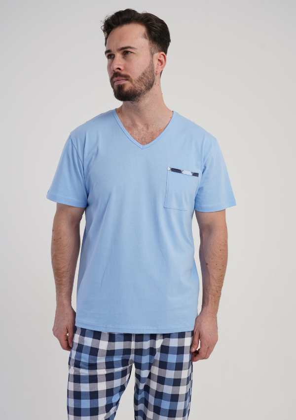 Piżama Męska Vienetta Blue Relax, Niebieski, r. L-XXL