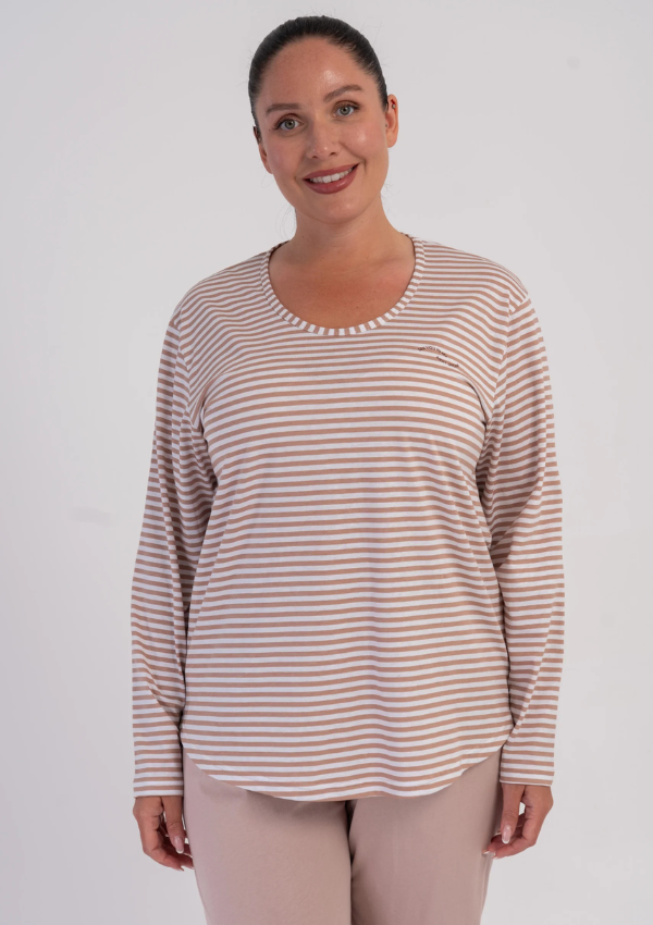 Piżama Damska Vienetta Warm Stripe, Beżowy, r. 1XL-4XL