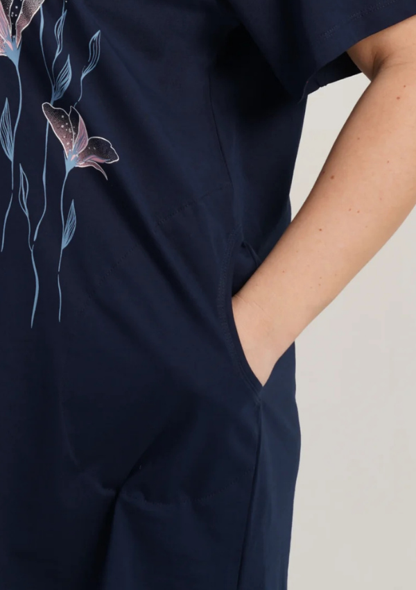 Koszula Nocna Damska Vienetta Navy Bloom, Granatowy, r. 1XL - 4XL