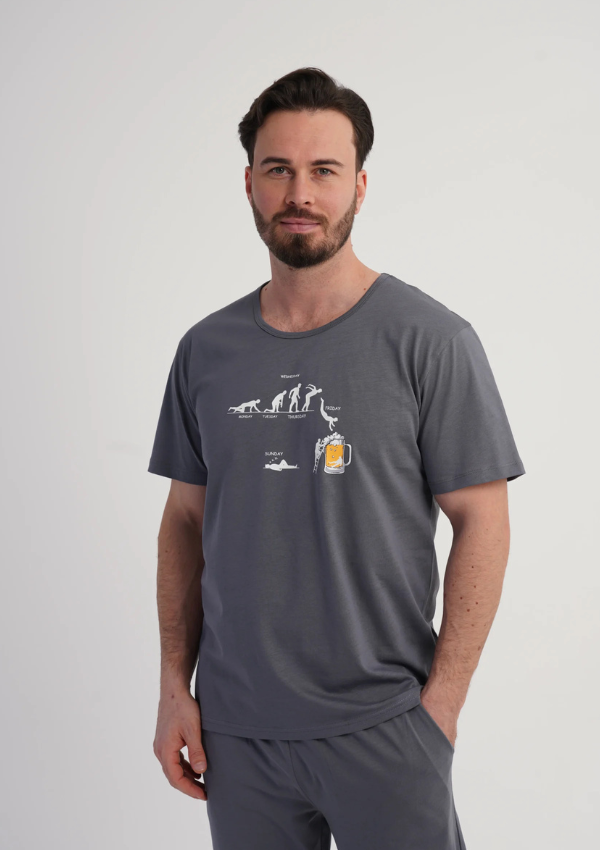 Piżama Męska Vienetta Graphite Relax, Szary, r. 5XL-7XL