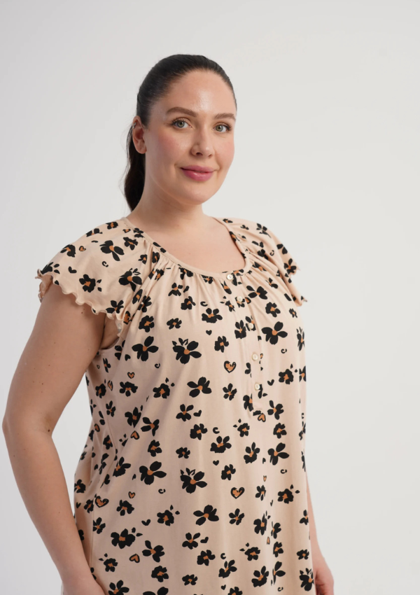 Koszula Nocna Damska Floral Heart, Beżowy, r. 1XL - 4XL