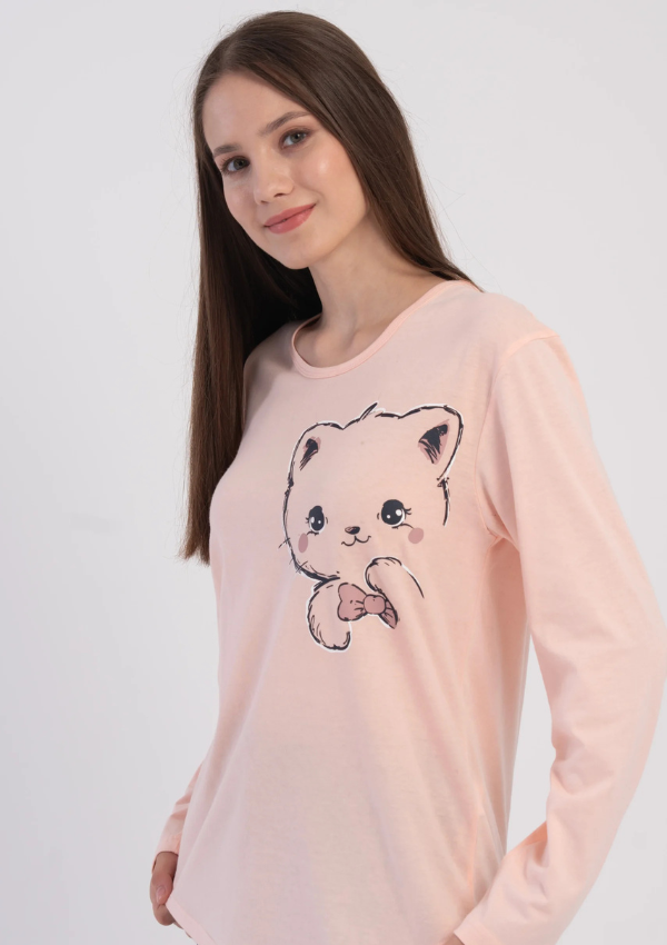 Piżama Damska Vienetta Sweet Cat, Różowy, r. S-XL