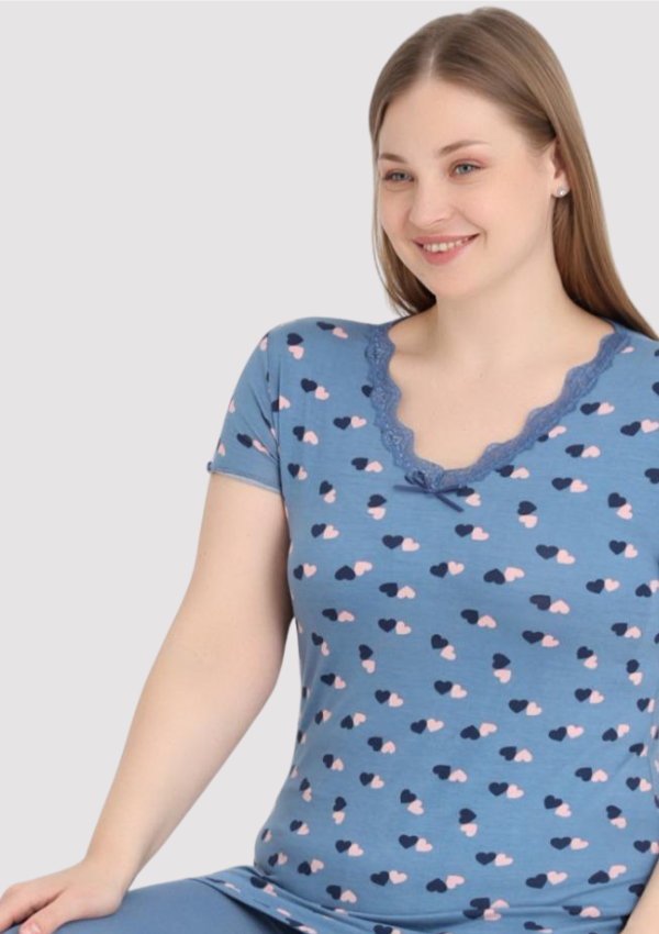 Piżama damska Blue Hearts, Niebieski, r. 2XL-5XL