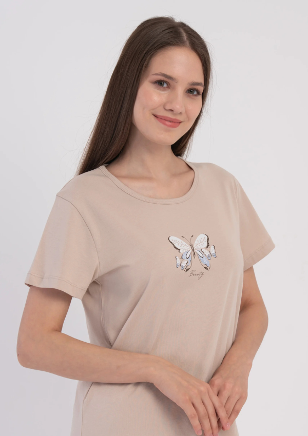 Piżama Damska Vienetta Butterfly Dreams, Beżowy, r. M-XXL