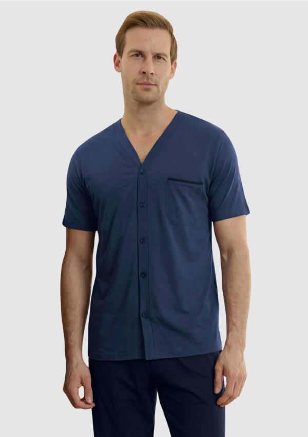 Piżama Męska Navy Classic, Granatowy, r. M-XL