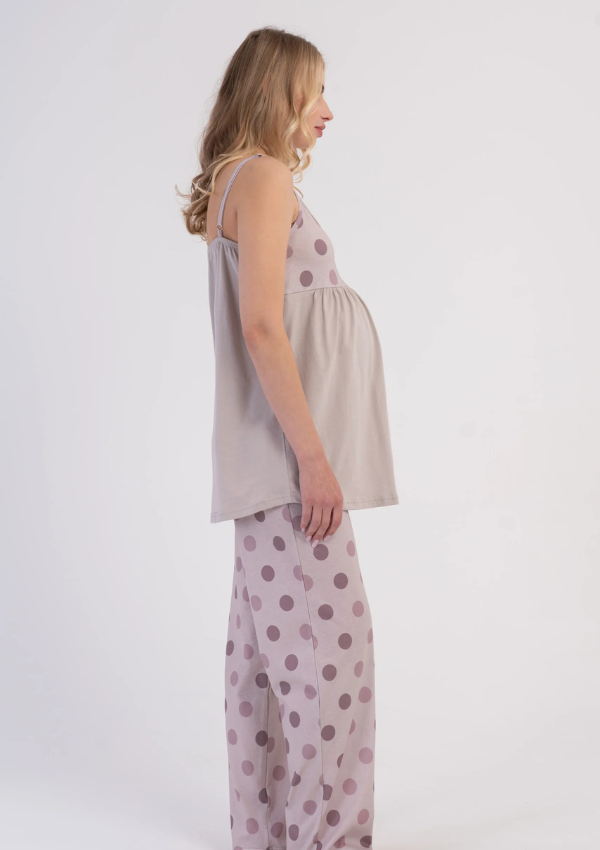 Piżama Damska do karmienia Soft Maternity, Beżowy, r. S-XL