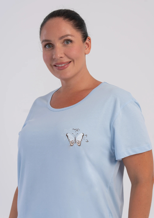 Piżama Damska Vienetta Blue Butterfly, Niebieski, r. 1XL-4XL