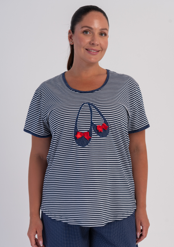 Piżama Damska Vienetta Summer Ballet, Granatowy, r. 1XL-4X