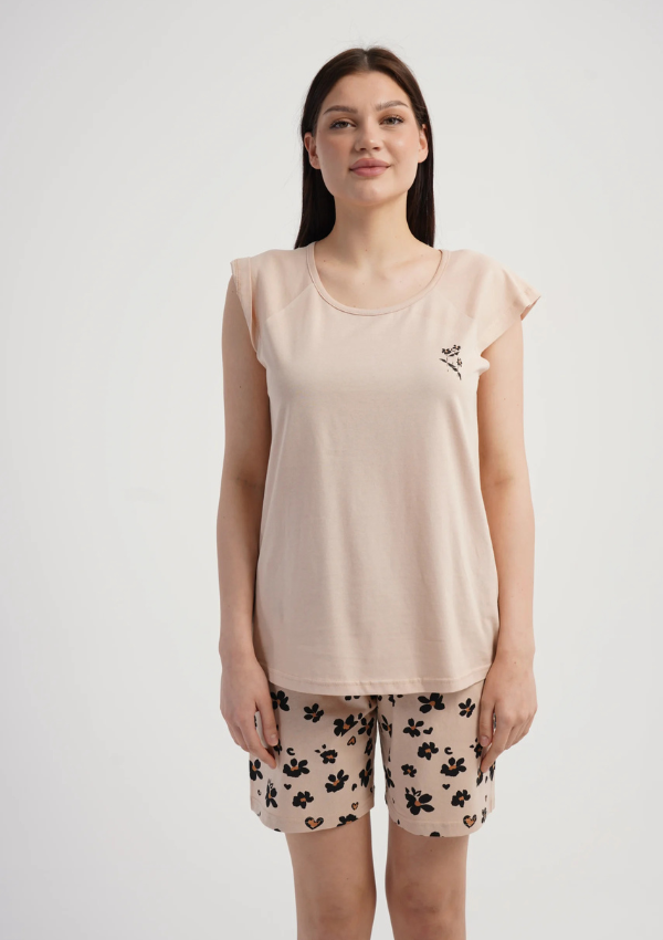 Piżama Damska Vienetta Floral Summer, Beżowy, M -XXL