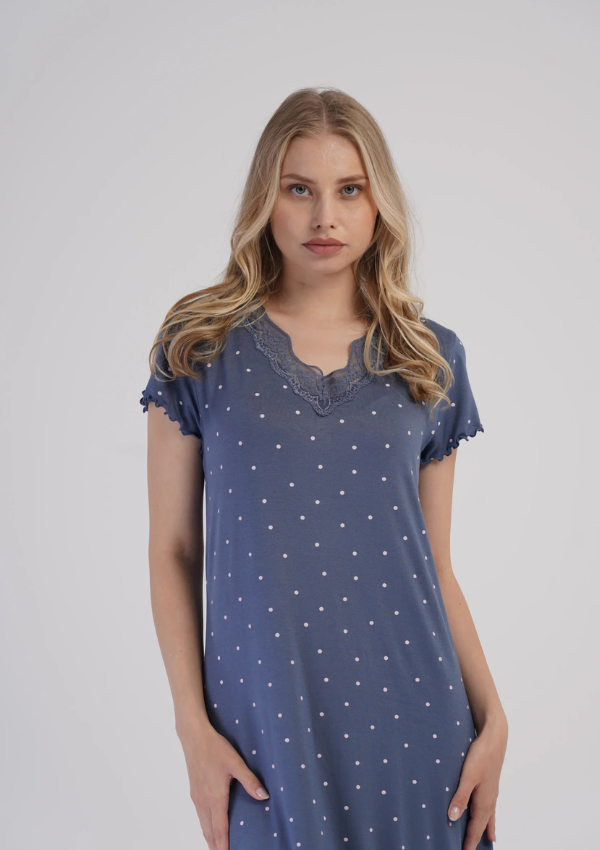 Koszula Nocna Vienetta Dot Elegance, Niebieski, r. M-XXL
