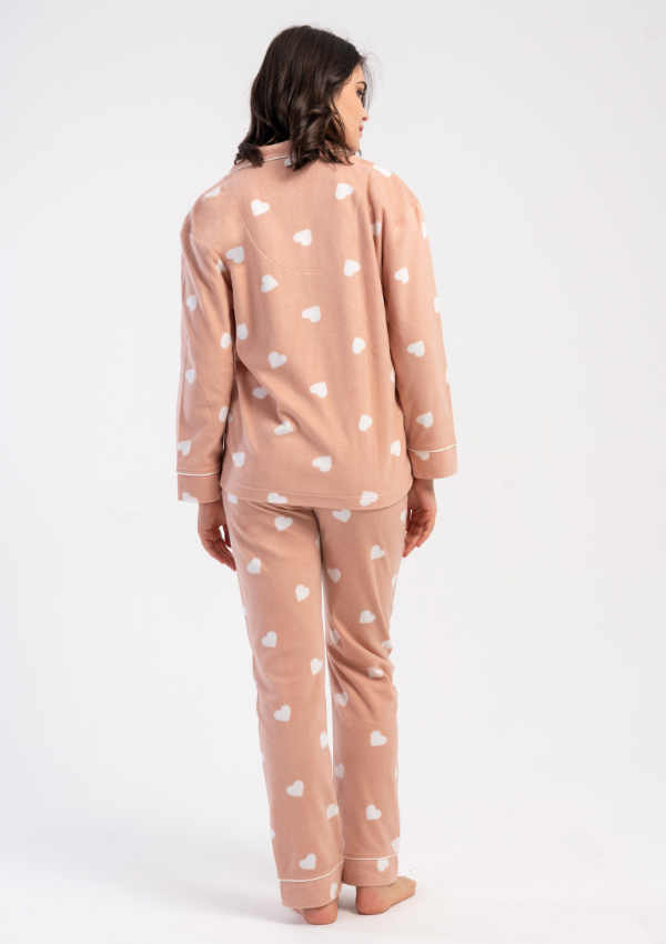 Piżama Damska Vienetta Warm Hearts, Beżowy, r. S-XL