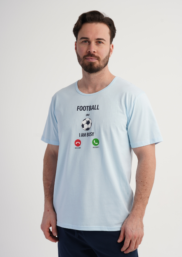 Piżama Męska Vienetta Blue Match, Niebieski, r. 1XL-4XL