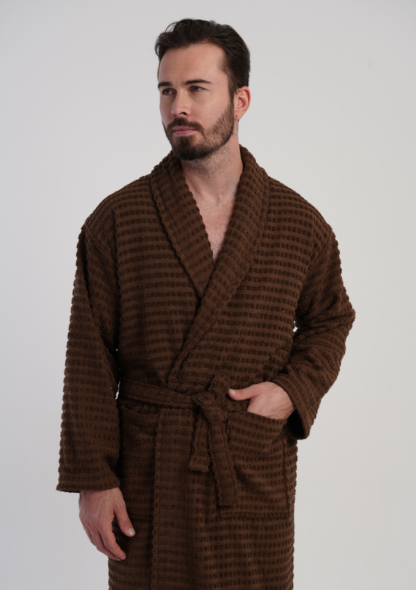 Szlafrok męski Vienetta Urban Loop, Brązowy, r. M-XXL