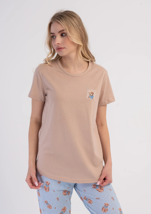 Piżama Damska Vienetta Sky Teddy, Beżowy, r. M-XXL