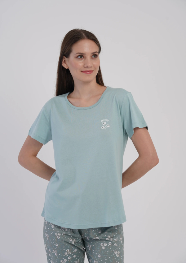 Piżama Damska Vienetta Sage Floral, Zielony, r. M-XXL