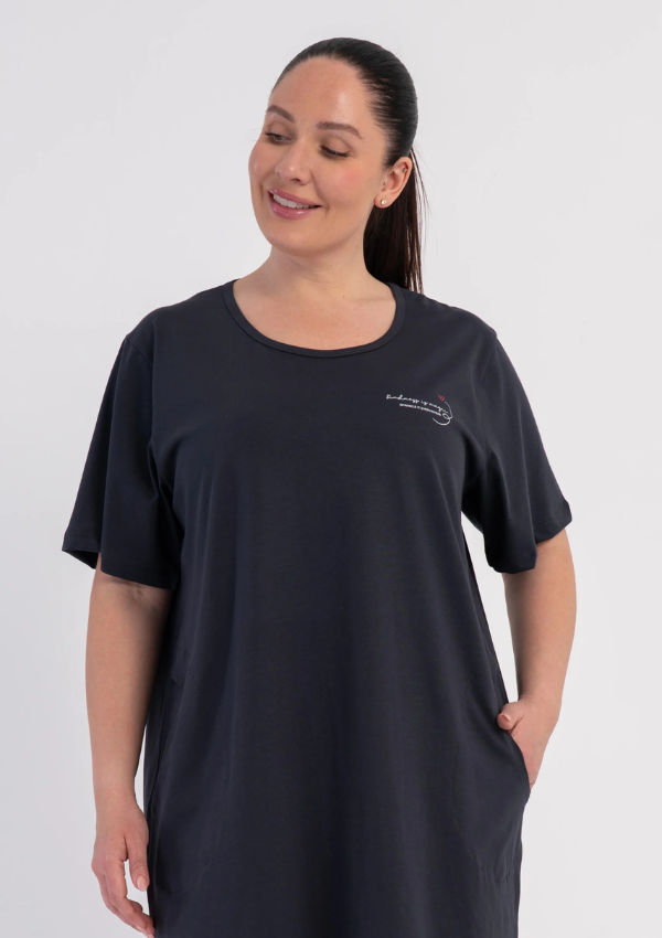 Koszula Nocna Damska Midnight Ease, Grafitowy, r. 1XL - 4XL