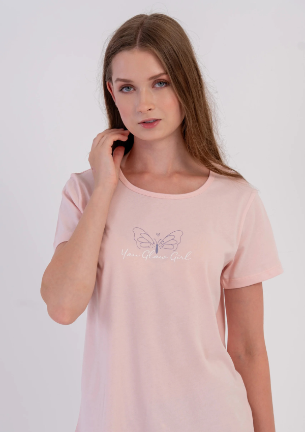 Piżama Damska Vienetta Butterfly Geo, Różowy, r. M-XXL