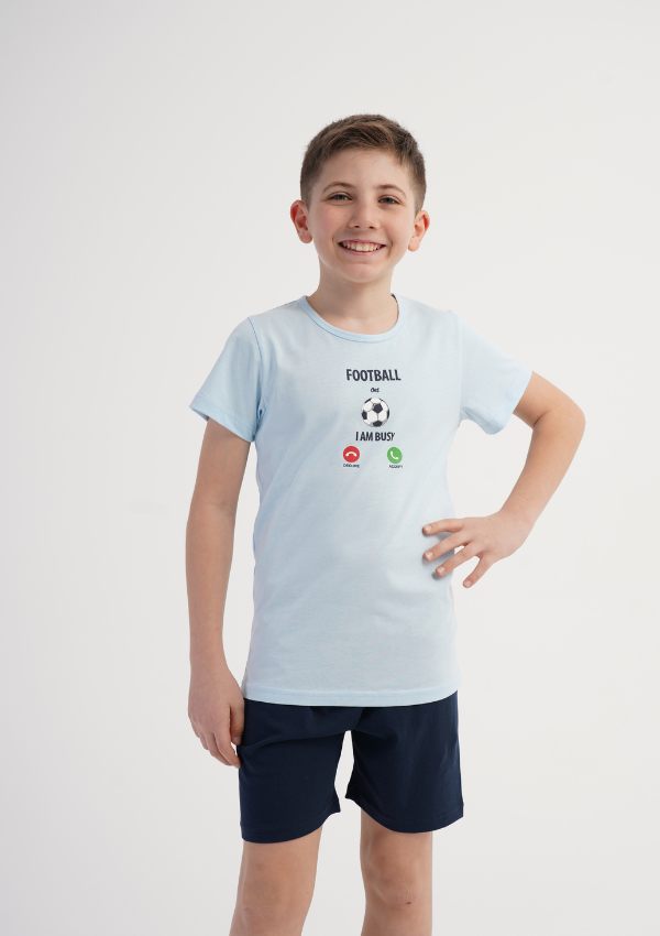 Piżama chłopięca Vienetta Football Champ, Niebieski, r. 134-164