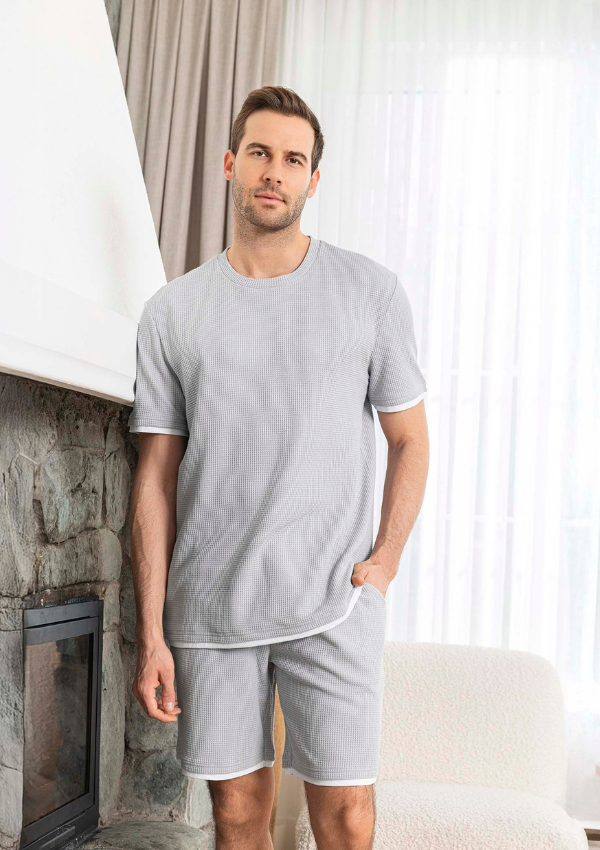 Piżama Męska Waffle Set, Szary, r. M-XL