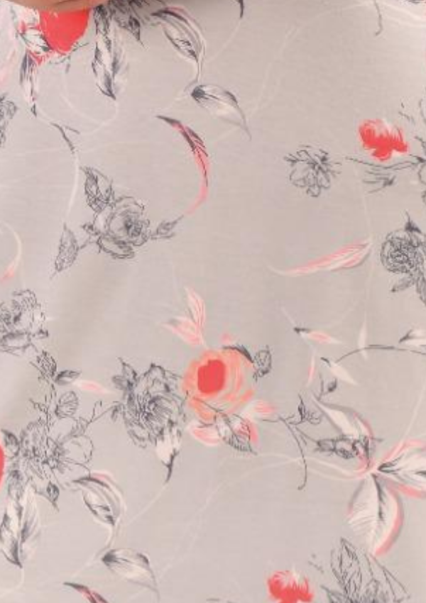 Koszula Nocna Taupe Floral, Szary, r. M - 3XL