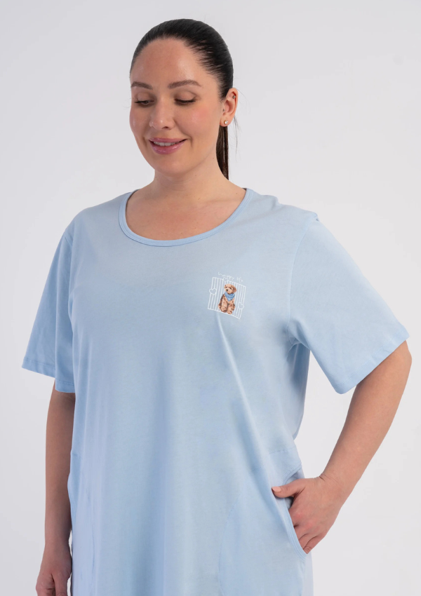 Koszula Nocna Damska Blue Teddy Harmony, Niebieski, r. 1XL - 4XL