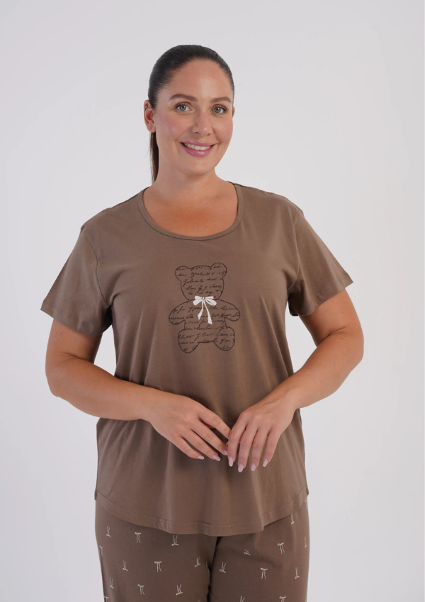 Piżama Damska Vienetta Cocoa Teddy, Brązowy, r. 1XL-4XL