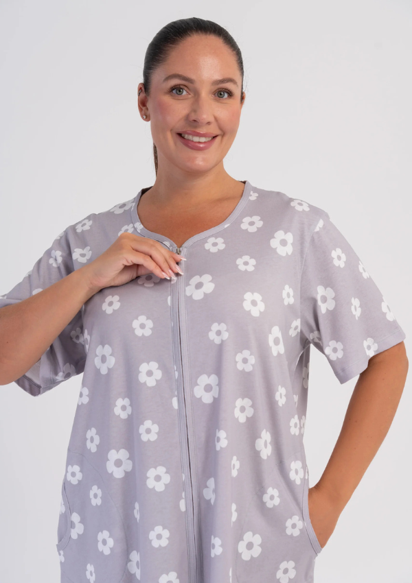 Szlafrok damski Vienetta Silver Blossom, Szary, r. 1XL-4XL