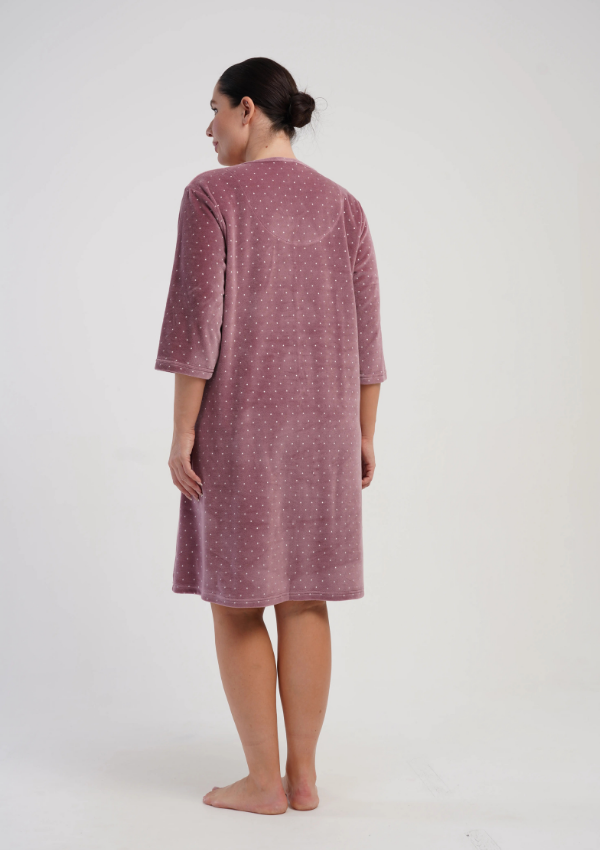 Szlafrok damski Vienetta Velvet Comfort, Różowy, r. 1XL-4XL