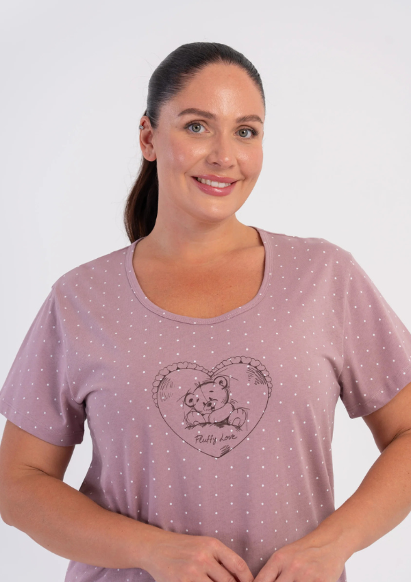 Piżama Damska Vienetta Rose Teddy Heart, Różowy, r. 1XL-4XL