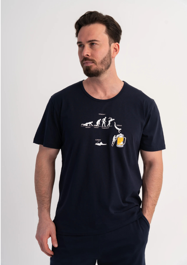 Piżama Męska Vienetta Navy Chill, Granatowy, r. 5XL-7XL