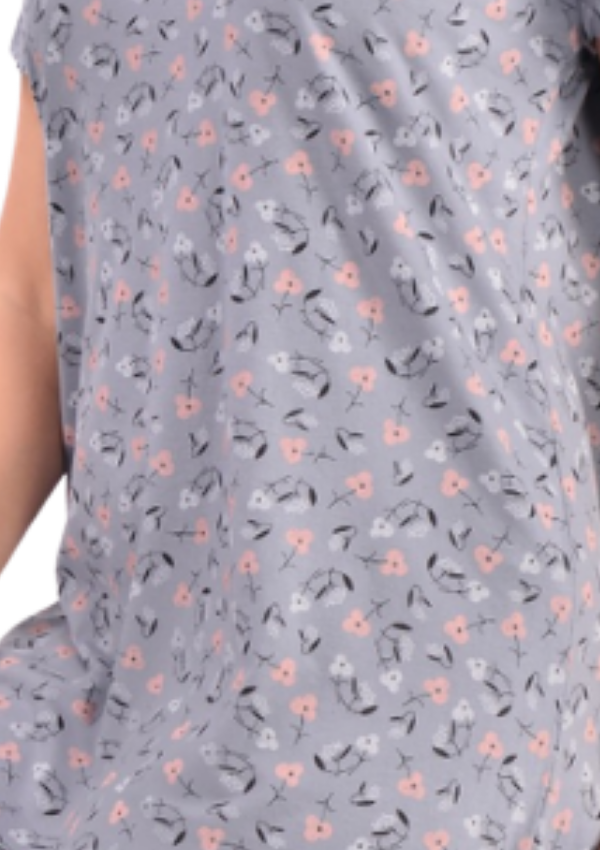 Koszula Nocna Grey Blossom, Szary, r. L - 3XL