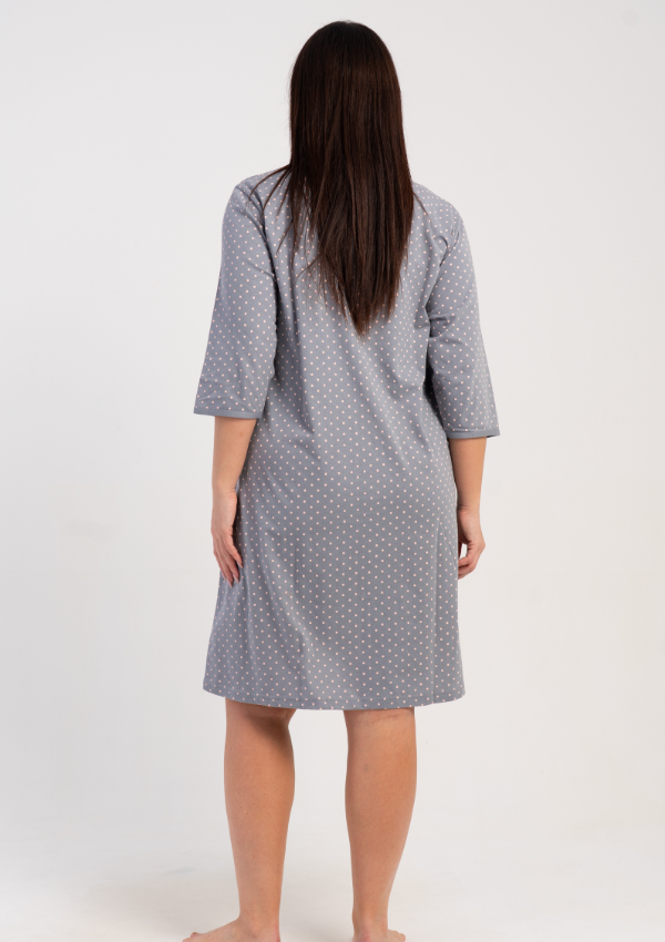 Szlafrok damski Vienetta Dot Comfort, Szary, r. 1XL-4XL