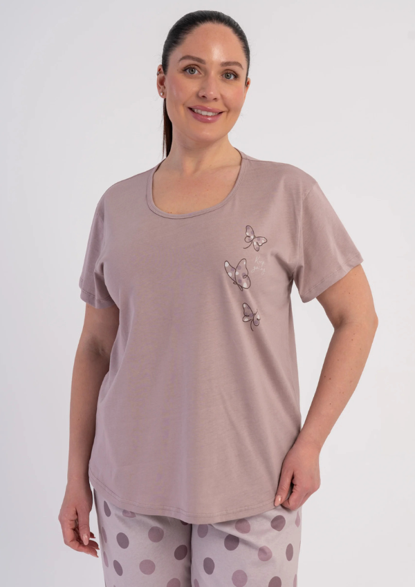 Piżama Damska Vienetta Butterfly Blush, Różowy, r. 1XL-4XL