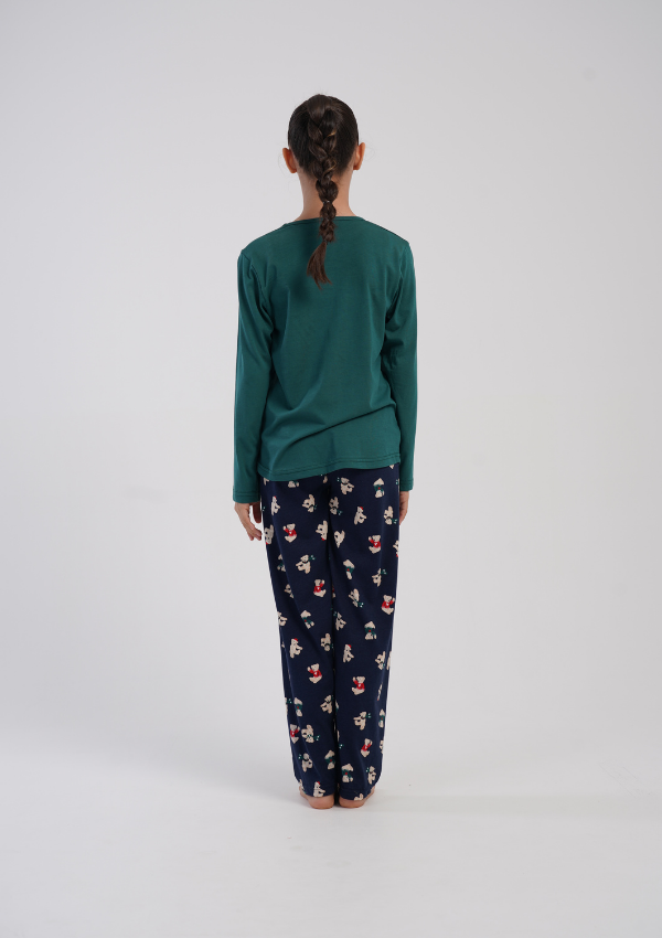 Piżama Dziecięca Vienetta Holiday Bears, Zielony, r. 128-158