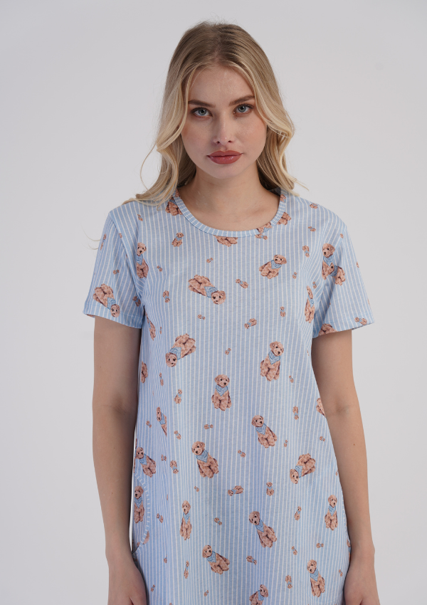Koszula Nocna Vienetta Blue Teddy, Niebieski, r. M-XXL